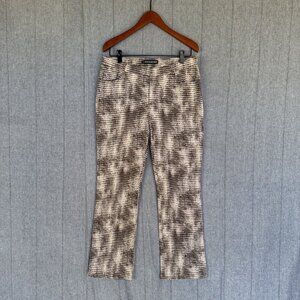 90s Vintage Company Ellen Tracy Brown Digital Print Mid Rise Flare Stretch Jeans